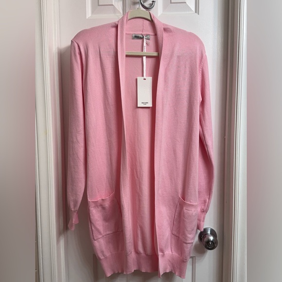 Grace Karin Women’s Baby Pink Solid Open Front Long Cardigan Sweater, Viscose - Picture 2 of 16